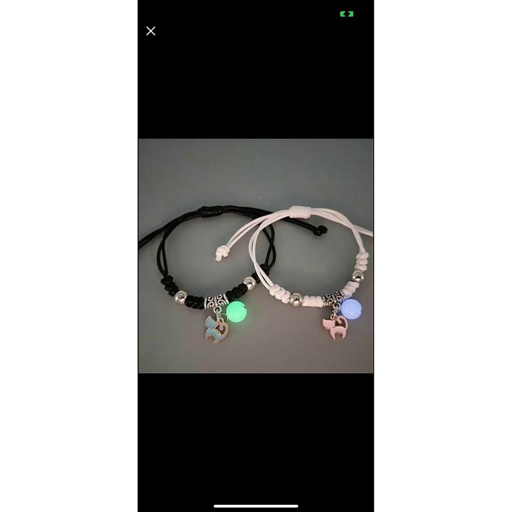 Couple Bracelets Matching Friendship Glow in the Dark Charm Adjustable